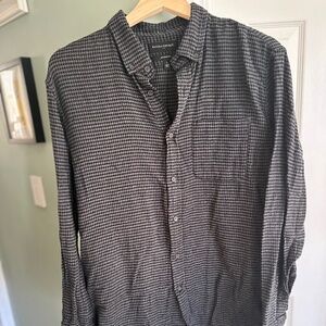 BANANA REPUBLIC FACTORY Untucked Fit Shirt - Grey Tweed / Check - Large